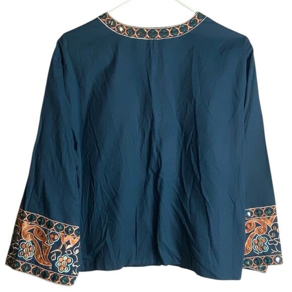 Curations Embroidered Boho Mirror Jacket Size XL Navy Blue Festival Folk Style N - Picture 6 of 7